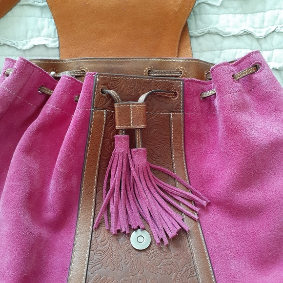 Pink Suede and Leather backpack - Picture 4 of 10